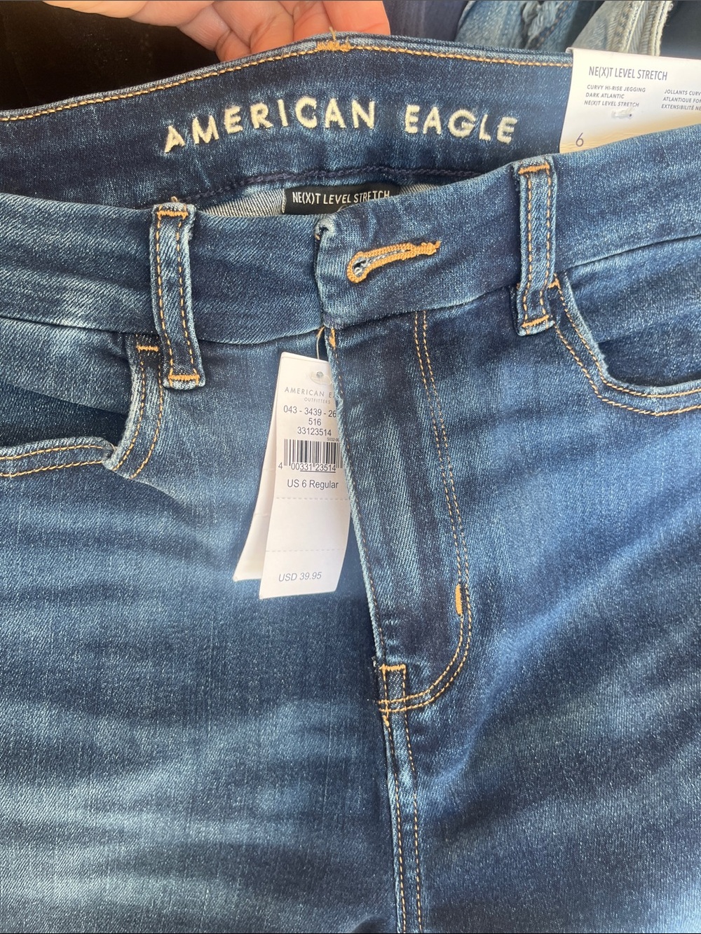 American Eagle Outfitters Dark Indigo Jeans with Contrast Stitching